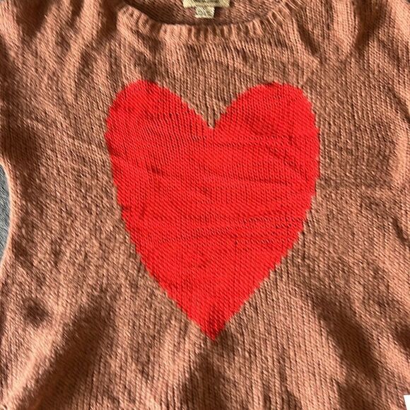Wildfox Knitted Sweater - Red Heart & Brown Distressed Pullover - Size XS - NEW - Picture 4 of 5